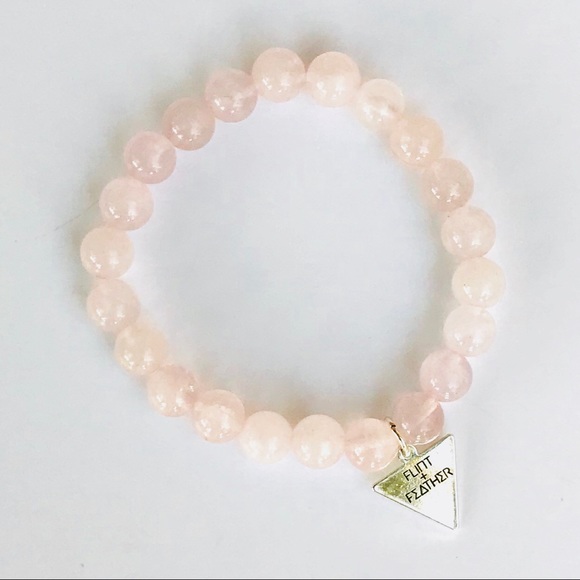 Flint+Feather Rose Quartz Stretch Stack Bracelets - Picture 4 of 4